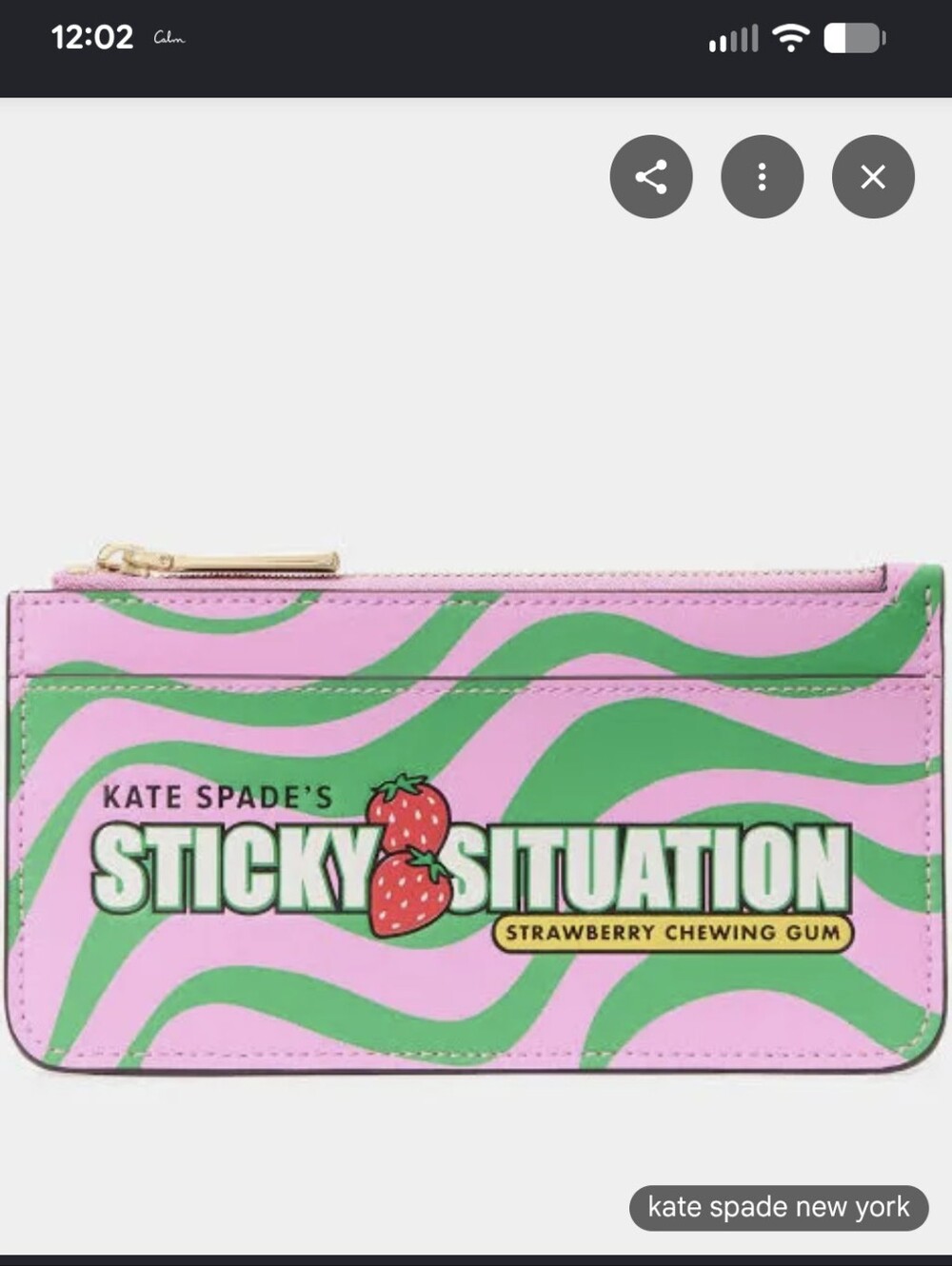 Kate Spade Strawberry Chewing Gum Sticky Situation Cardholder Wallet -leather